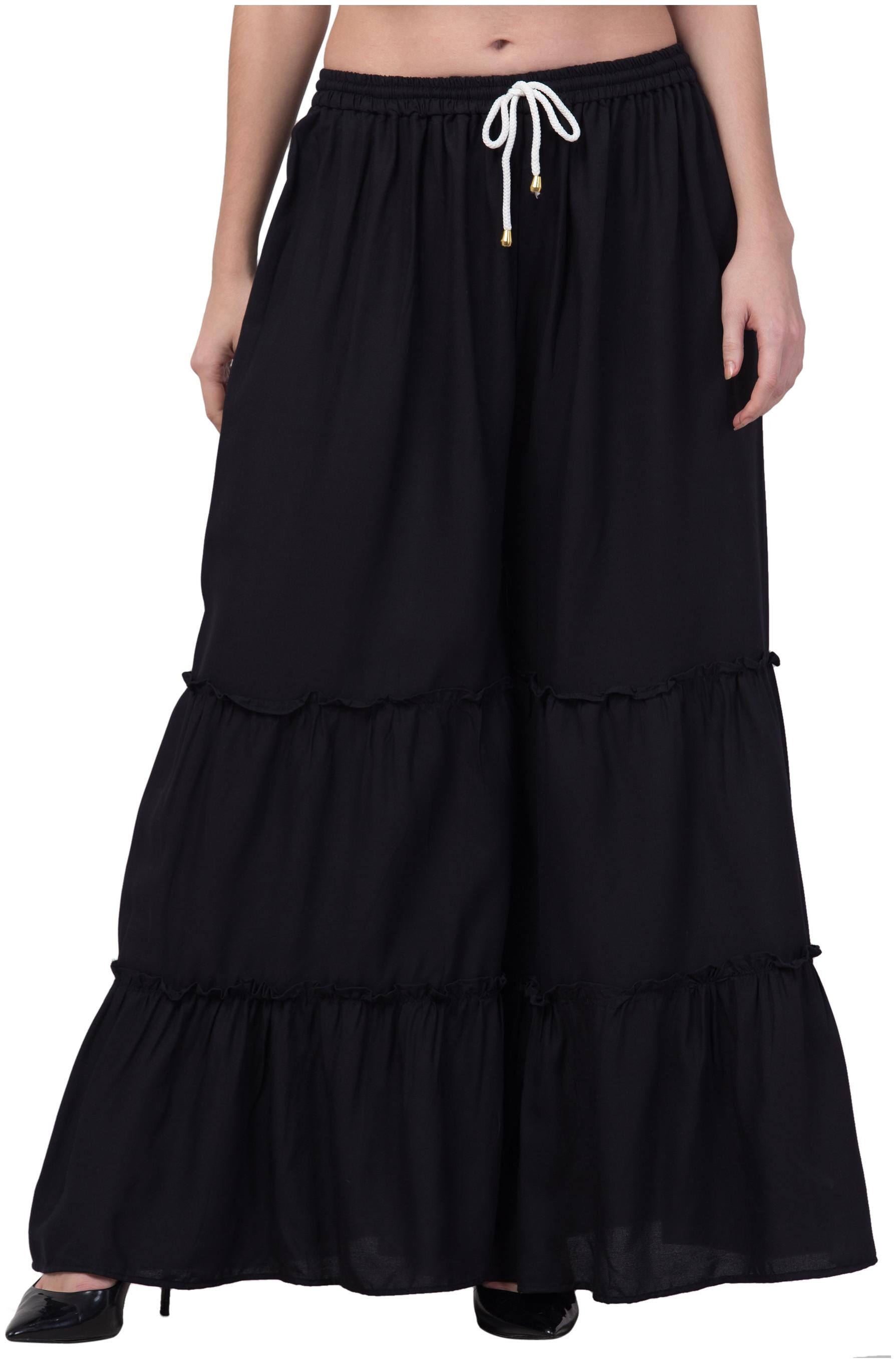 

Lalymart Black Solid Wide Leg Palazzo