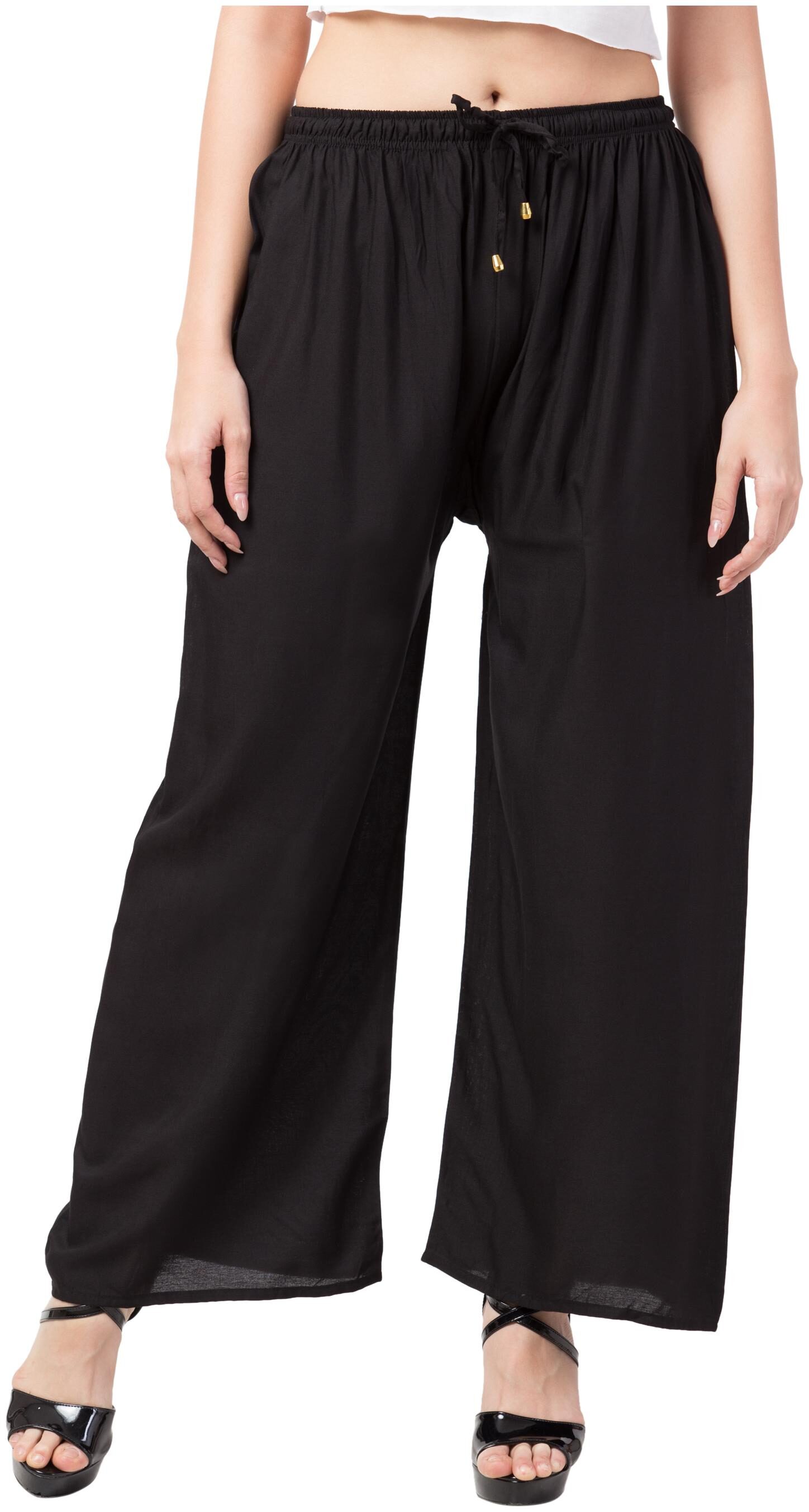 

Lalymart Black Solid Wide Leg Palazzo