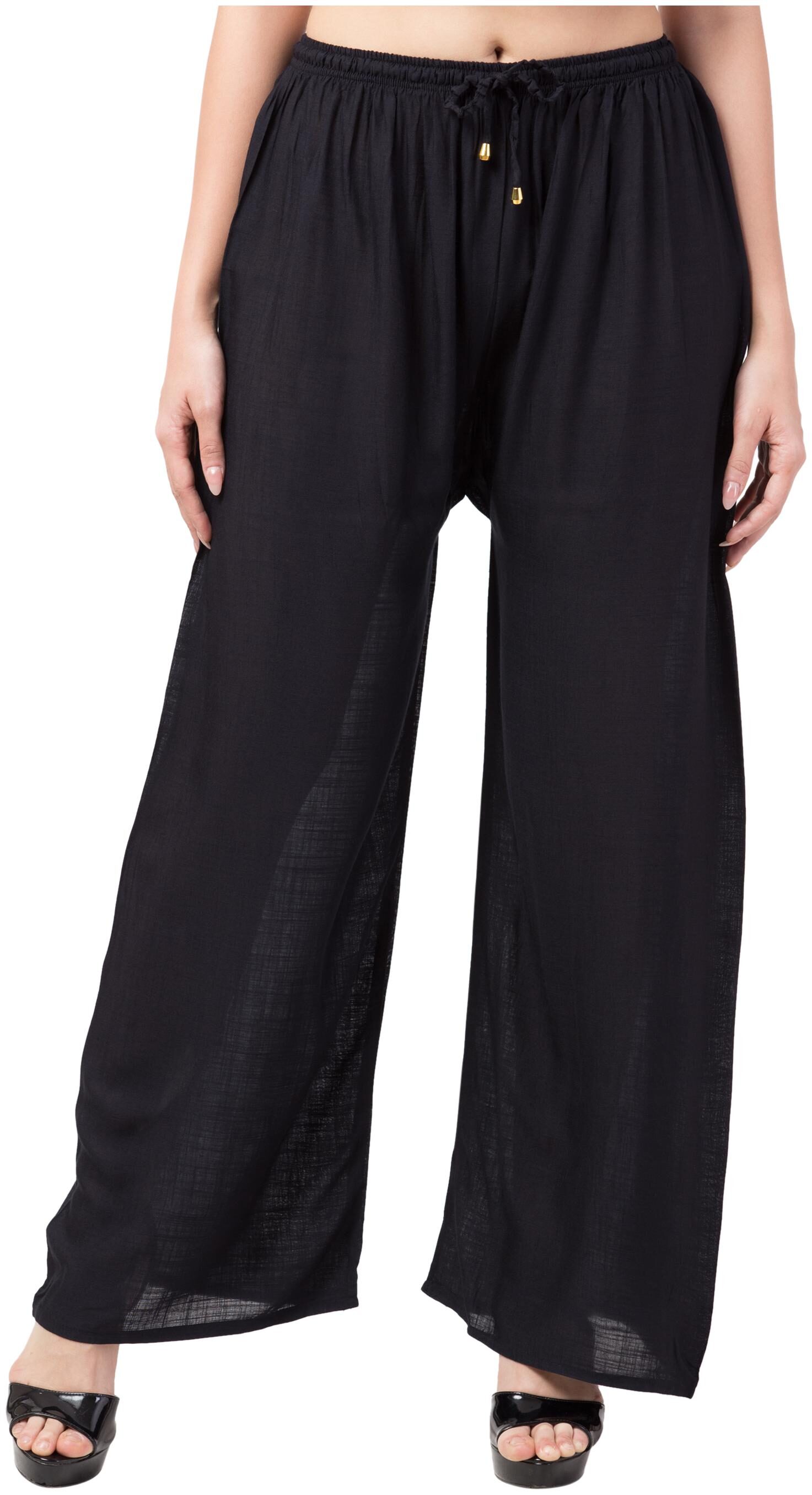 

Lalymart Black Solid Wide Leg Palazzo