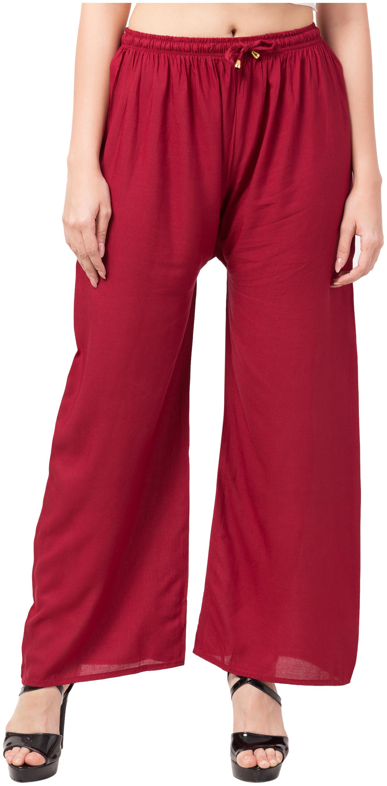 

Lalymart Maroon Solid Wide Leg Palazzo