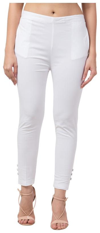 

Lalymart Women Lycra Solid Cigarette Pant (White)