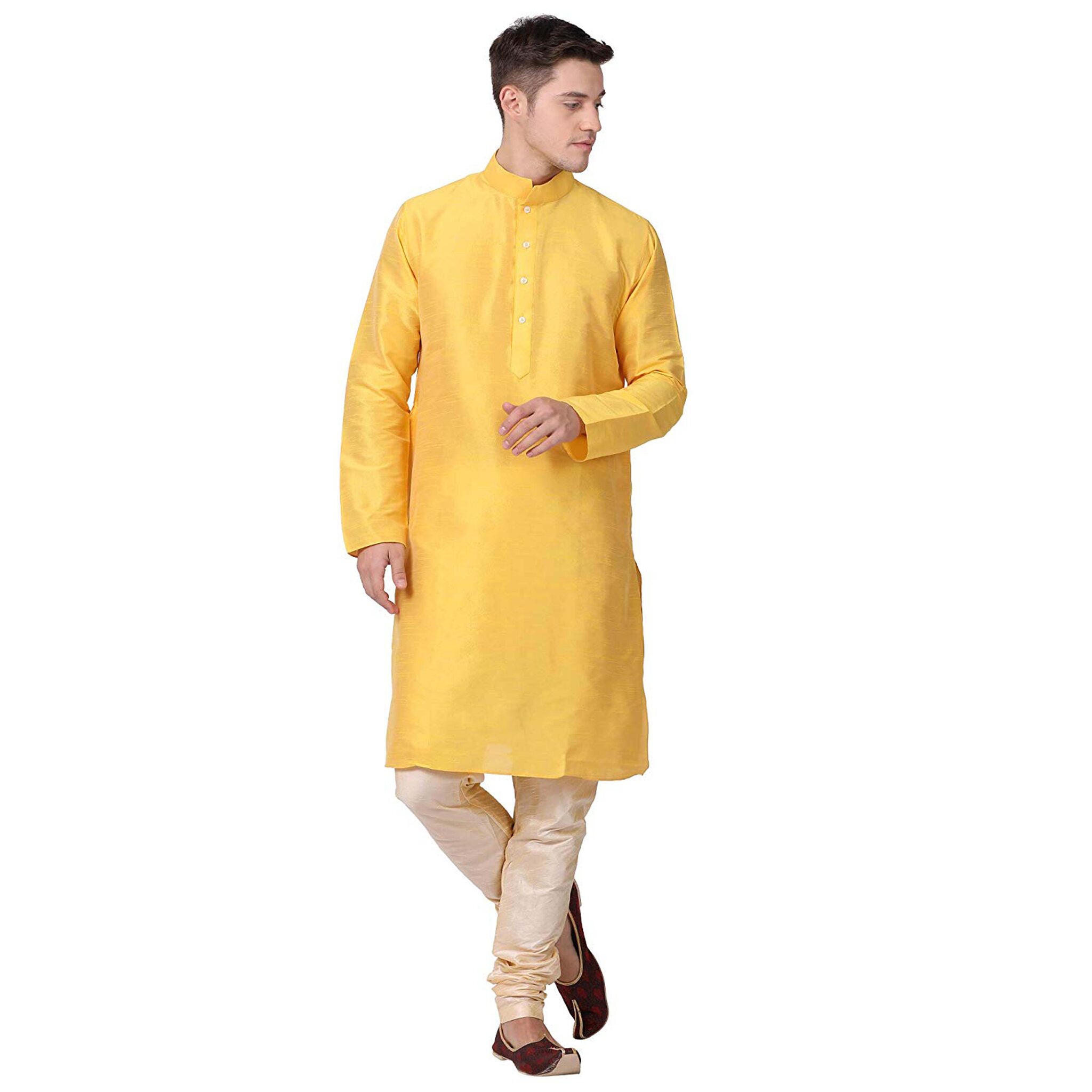 

Larwa Yellow Solid Kurta and Churidar