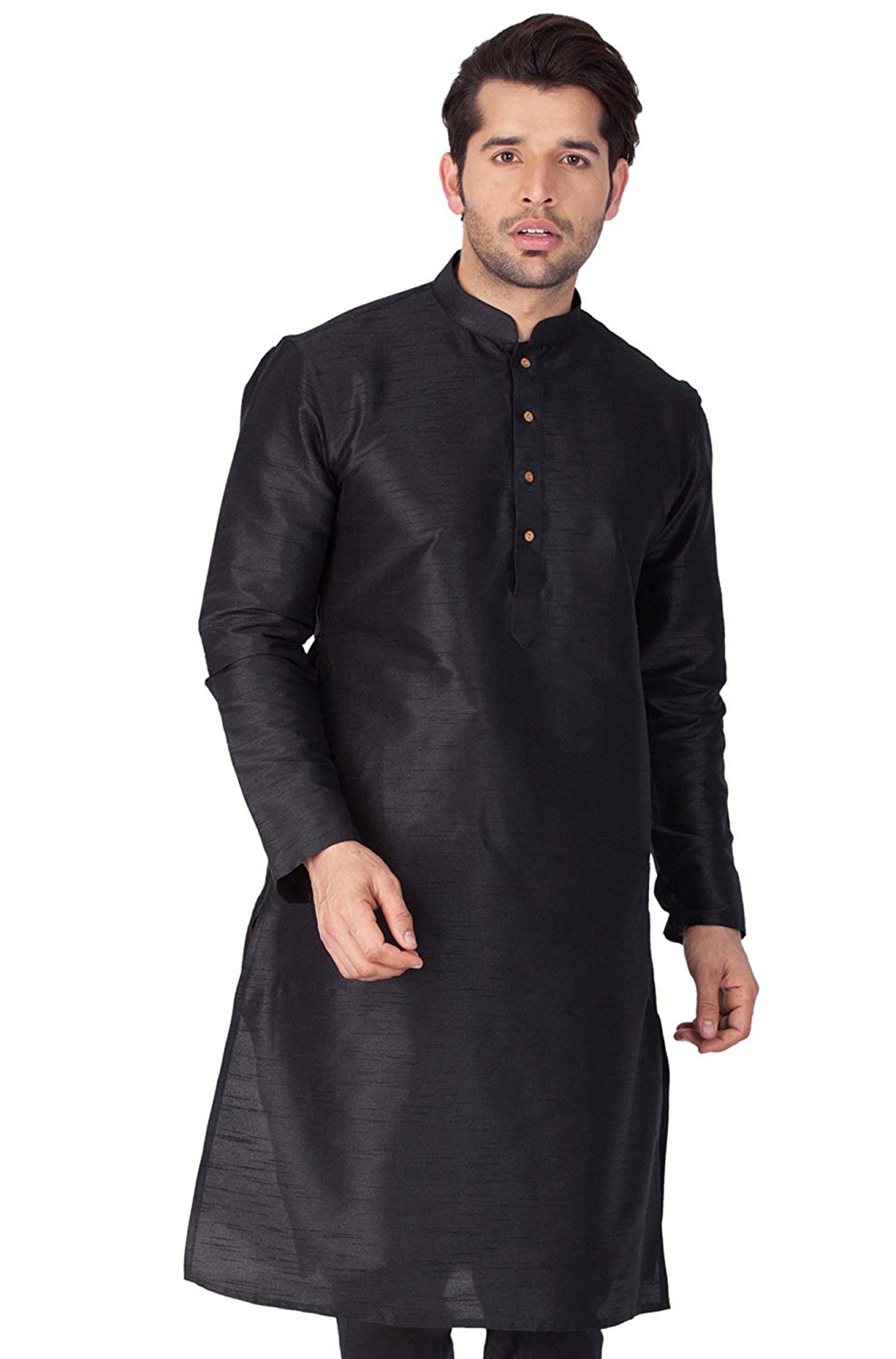 

Larwa Men Black Regular Fit Kurta