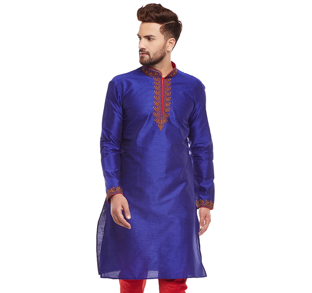 

Larwa Men Blue Regular Fit Kurta
