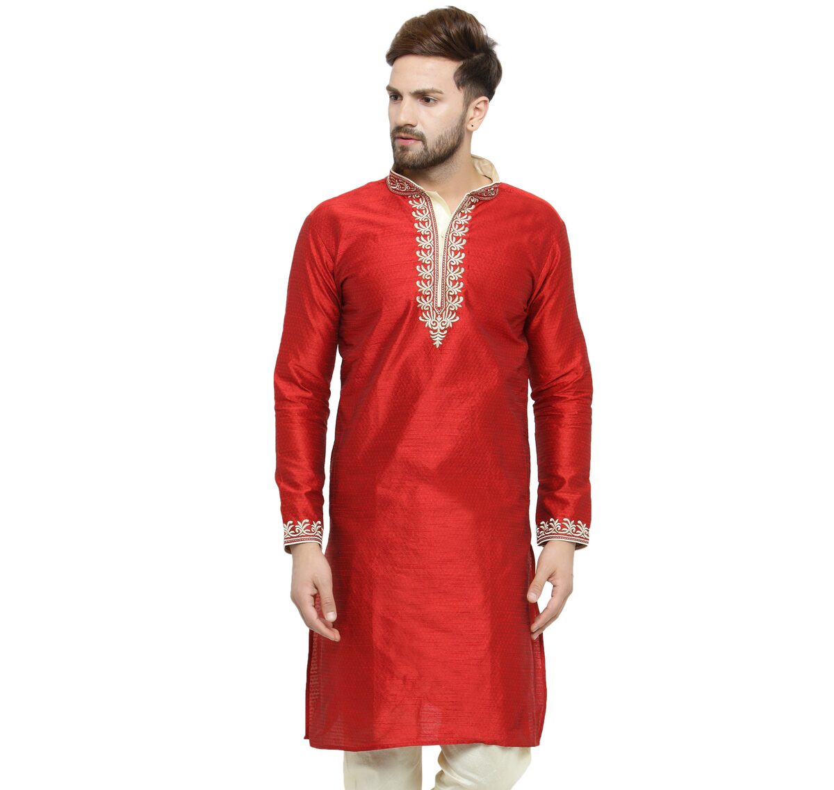 

Larwa Men Maroon Regular Fit Kurta