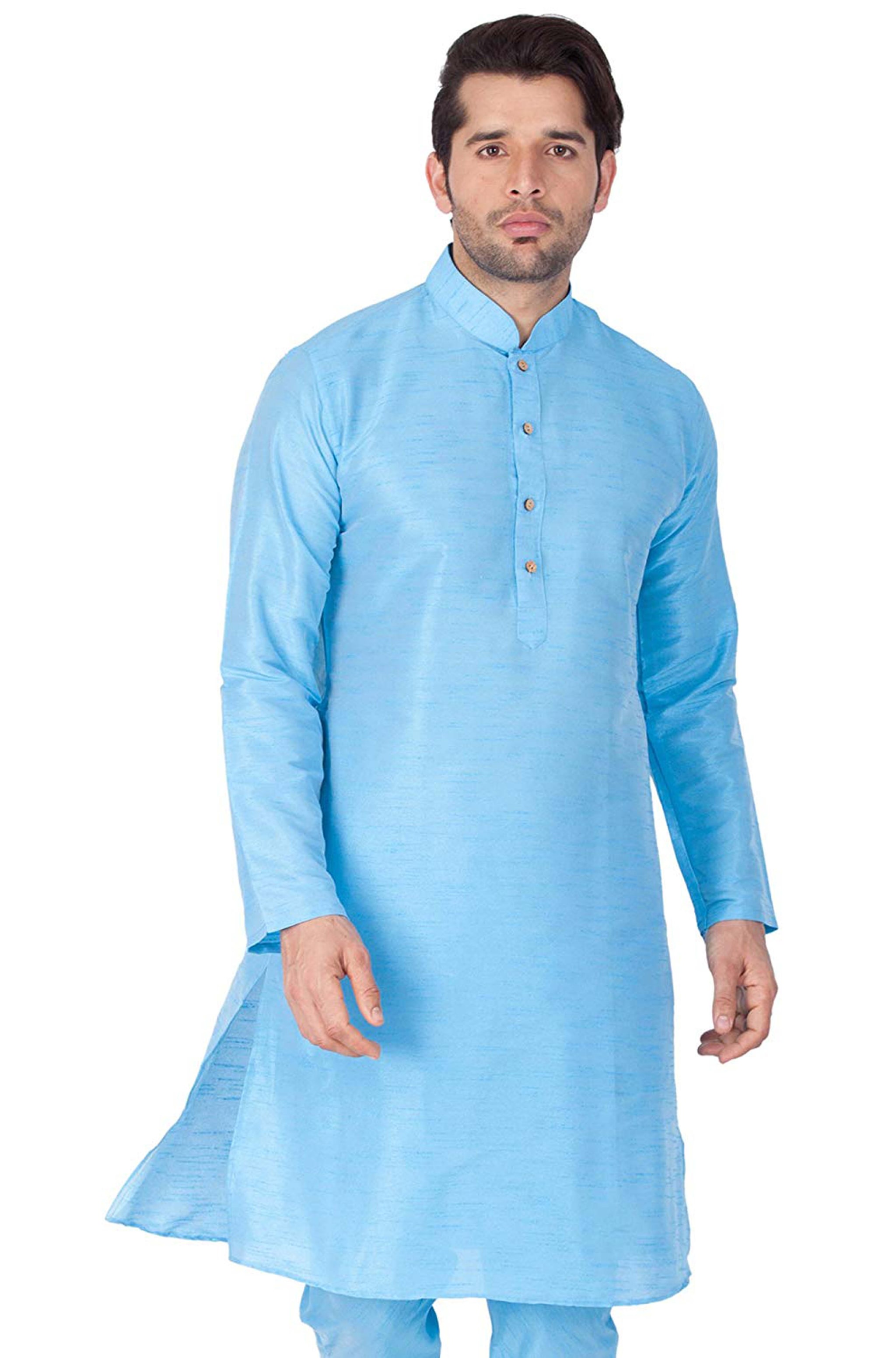 

Larwa Men Blue Regular Fit Kurta