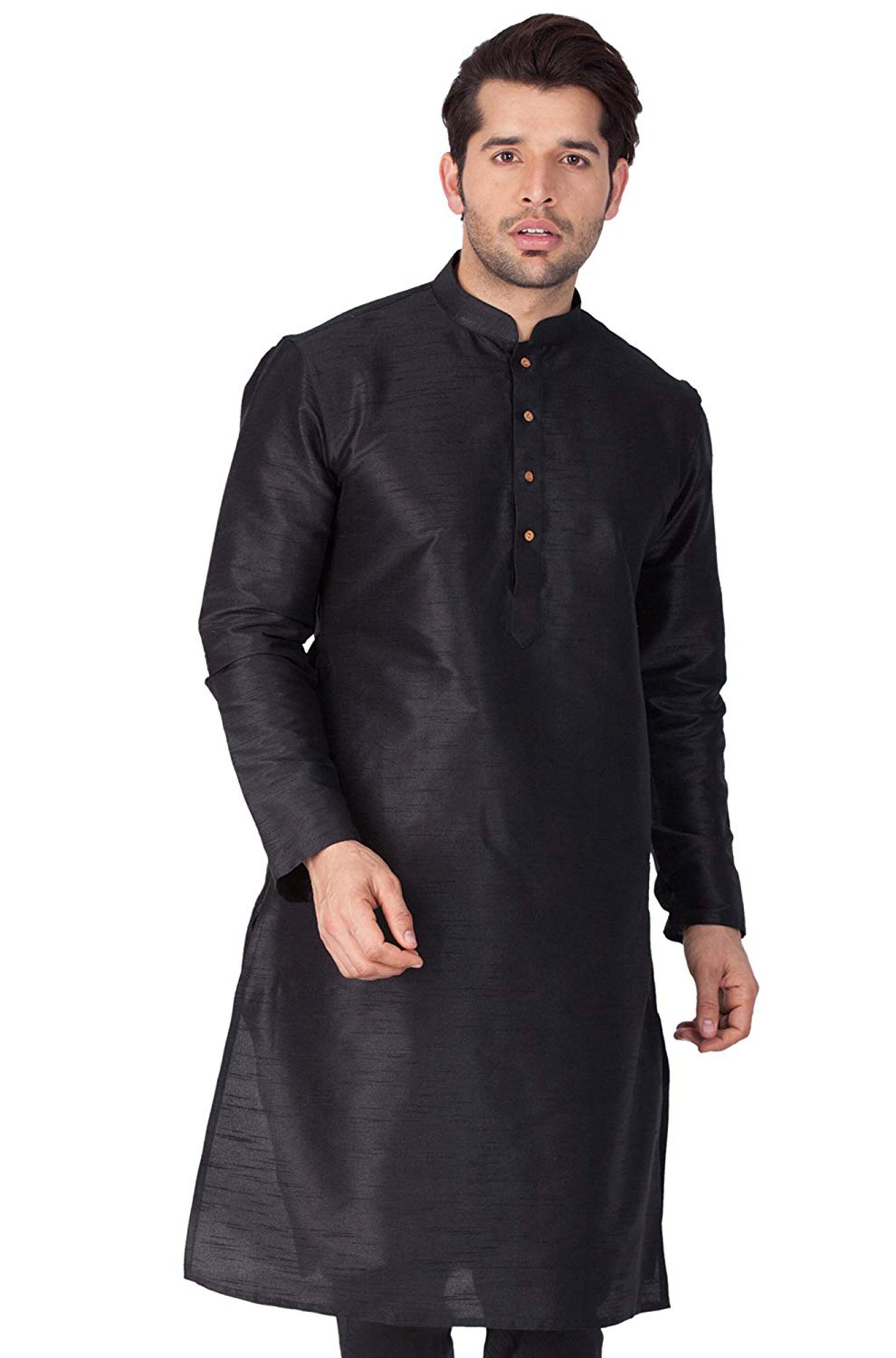 

Larwa Men Black Regular Fit Kurta