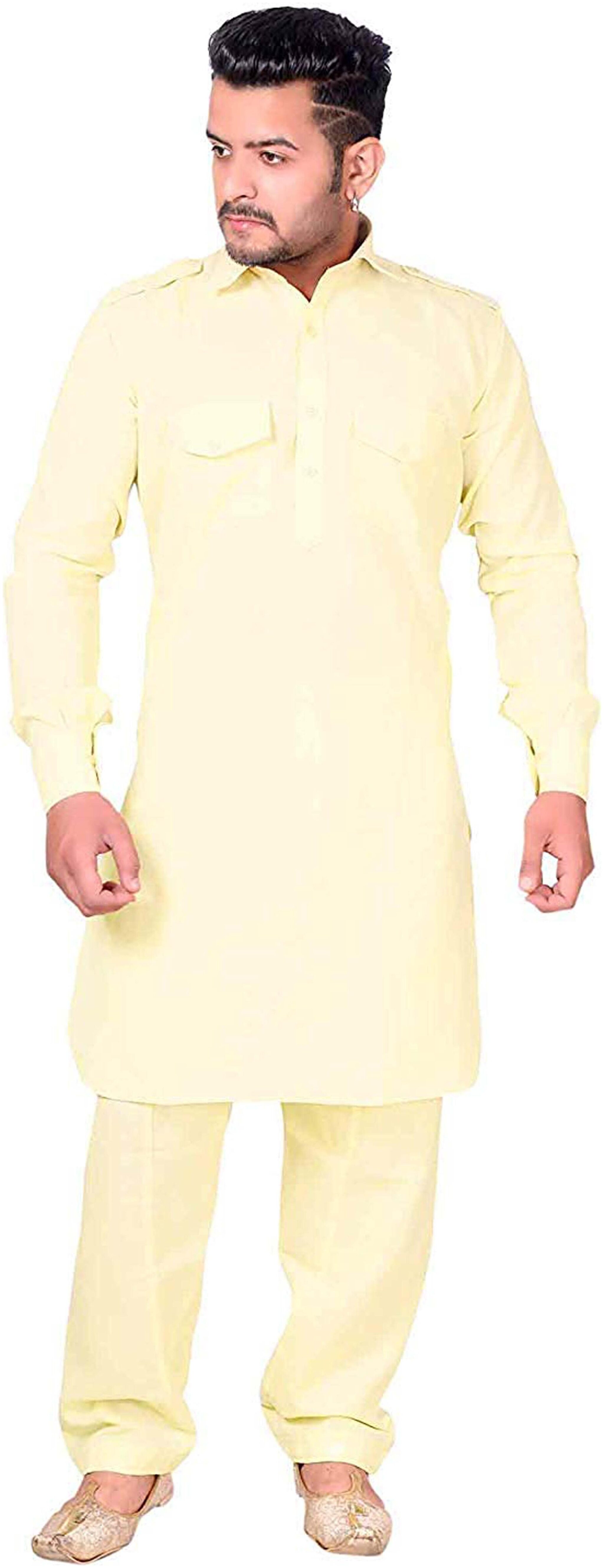 

Larwa Men Beige Regular Fit Kurta