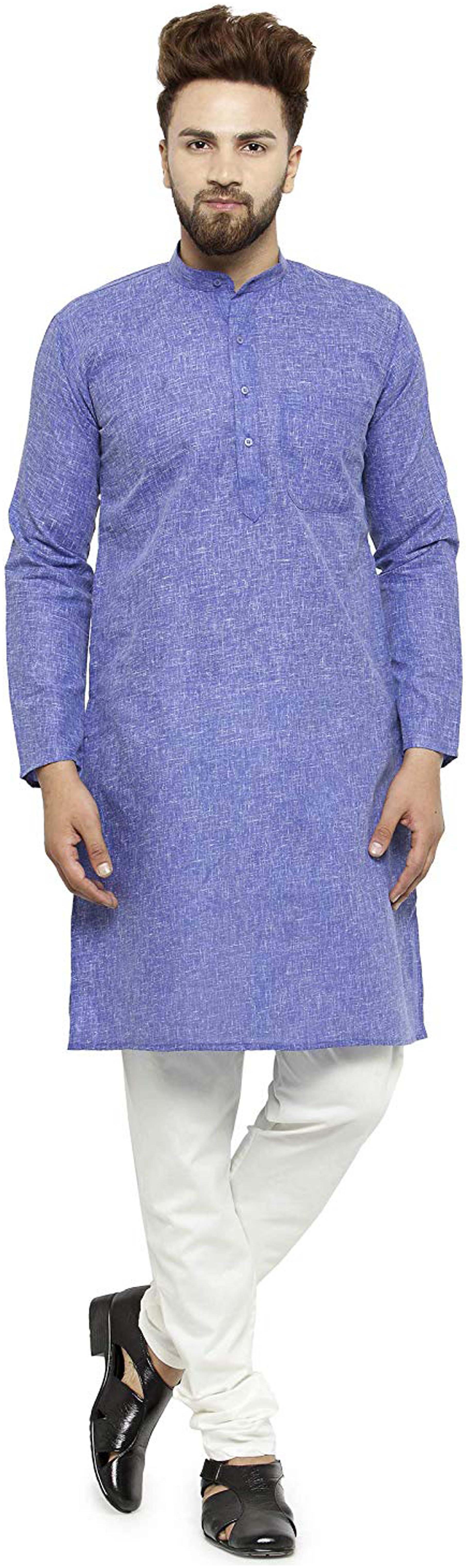

Larwa Men Blue Regular Fit Kurta