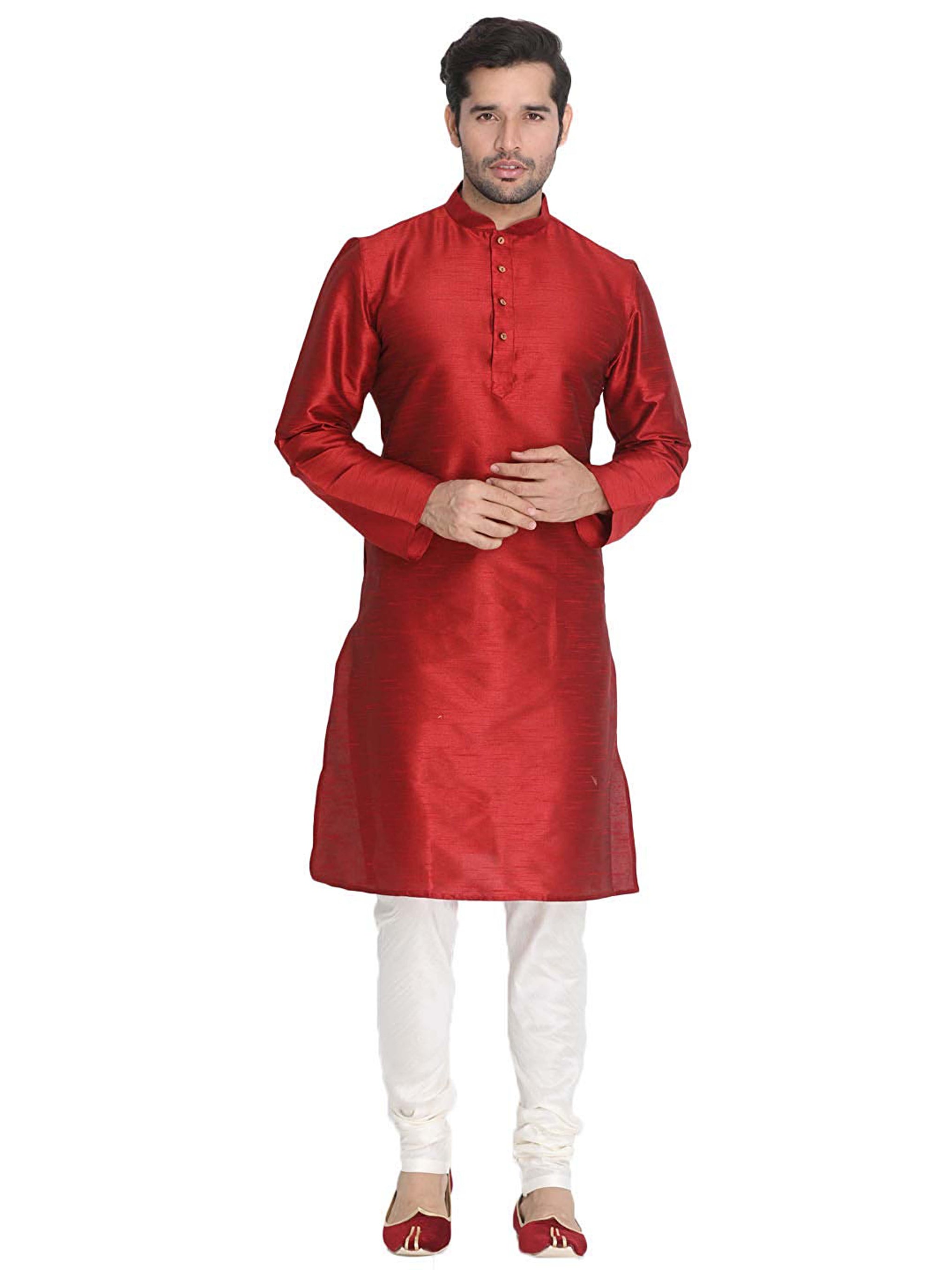 

Larwa Maroon Solid Kurta and Churidar