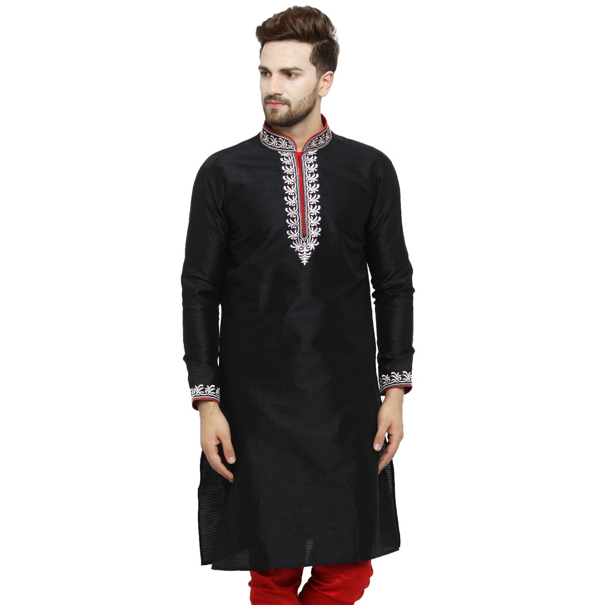 

Larwa Men Black Regular Fit Kurta