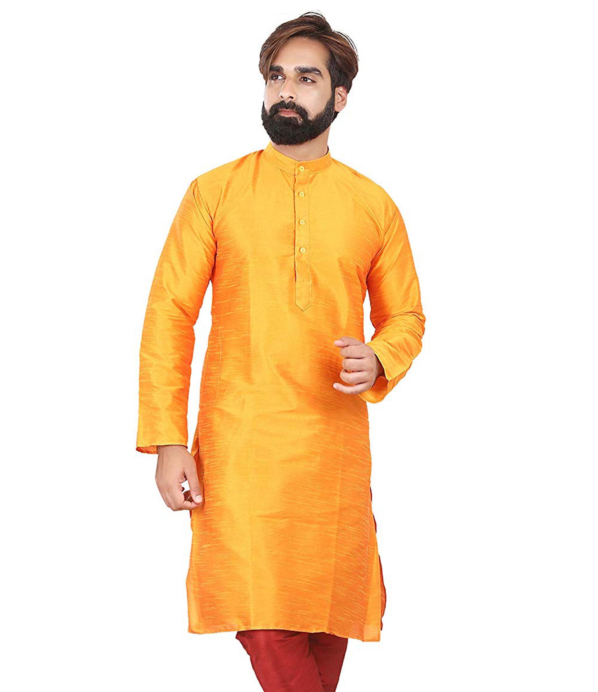 

Larwa Men Yellow Regular Fit Kurta