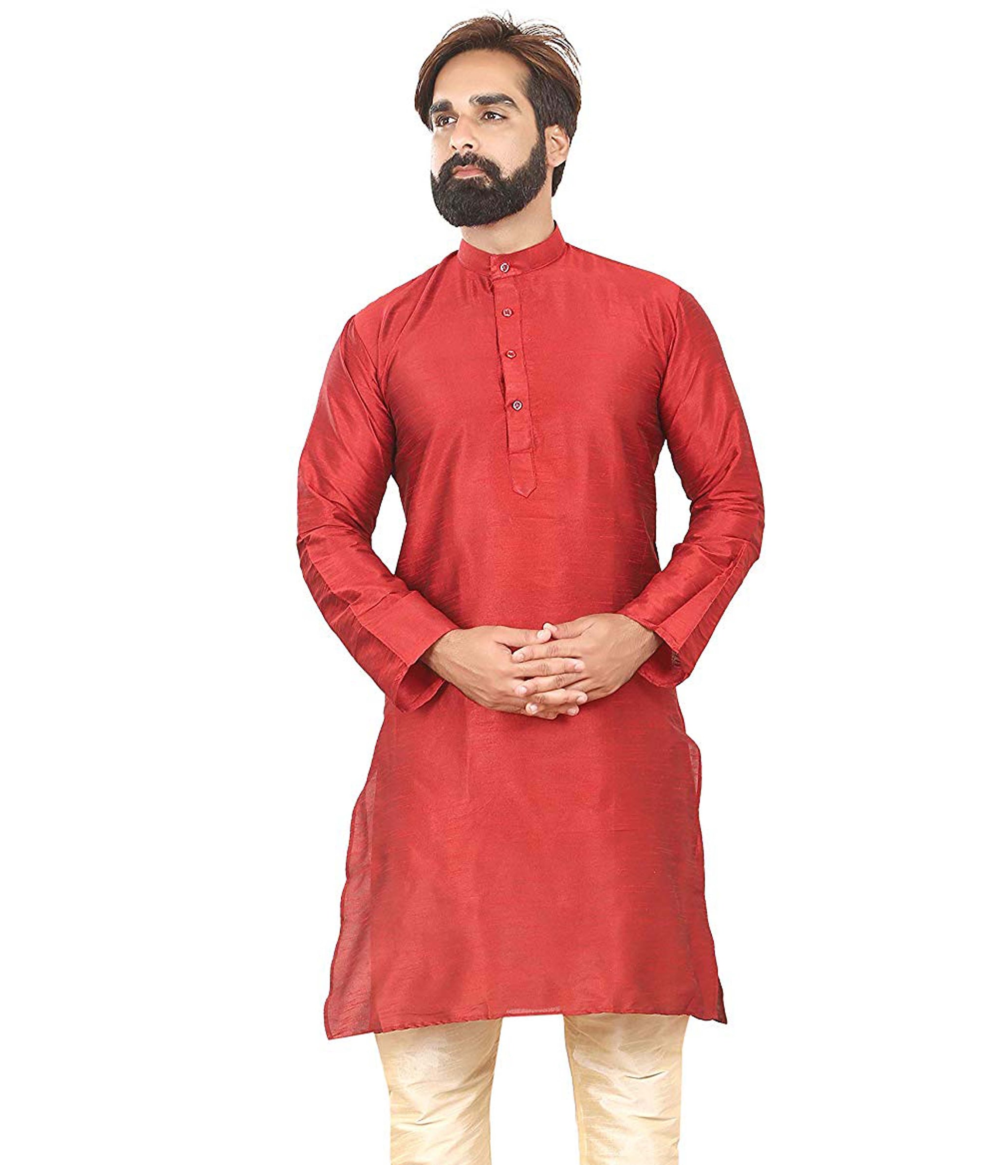 

Larwa Men Maroon Regular Fit Kurta