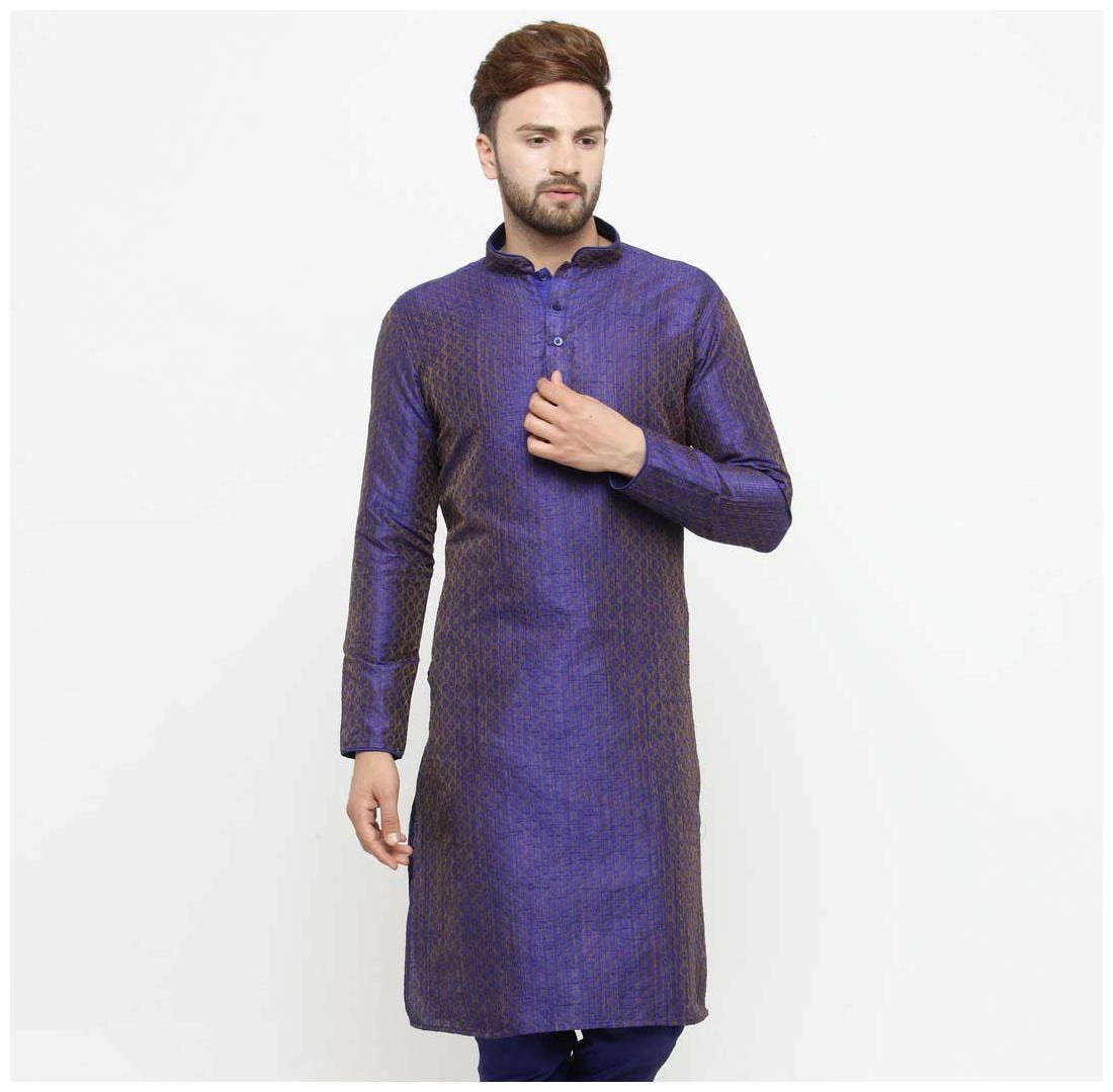 

Larwa Men Blue Regular Fit Kurta