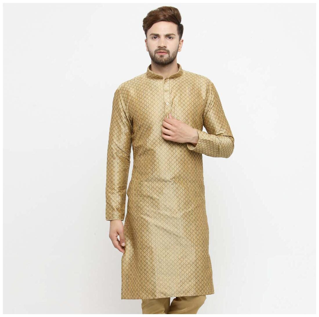 

Larwa Men Gold Regular Fit Kurta