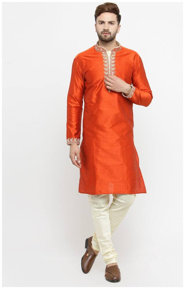 Larwa Men's Wedding;Ceremony;Party wear embroidery Kurta Pyjama Set