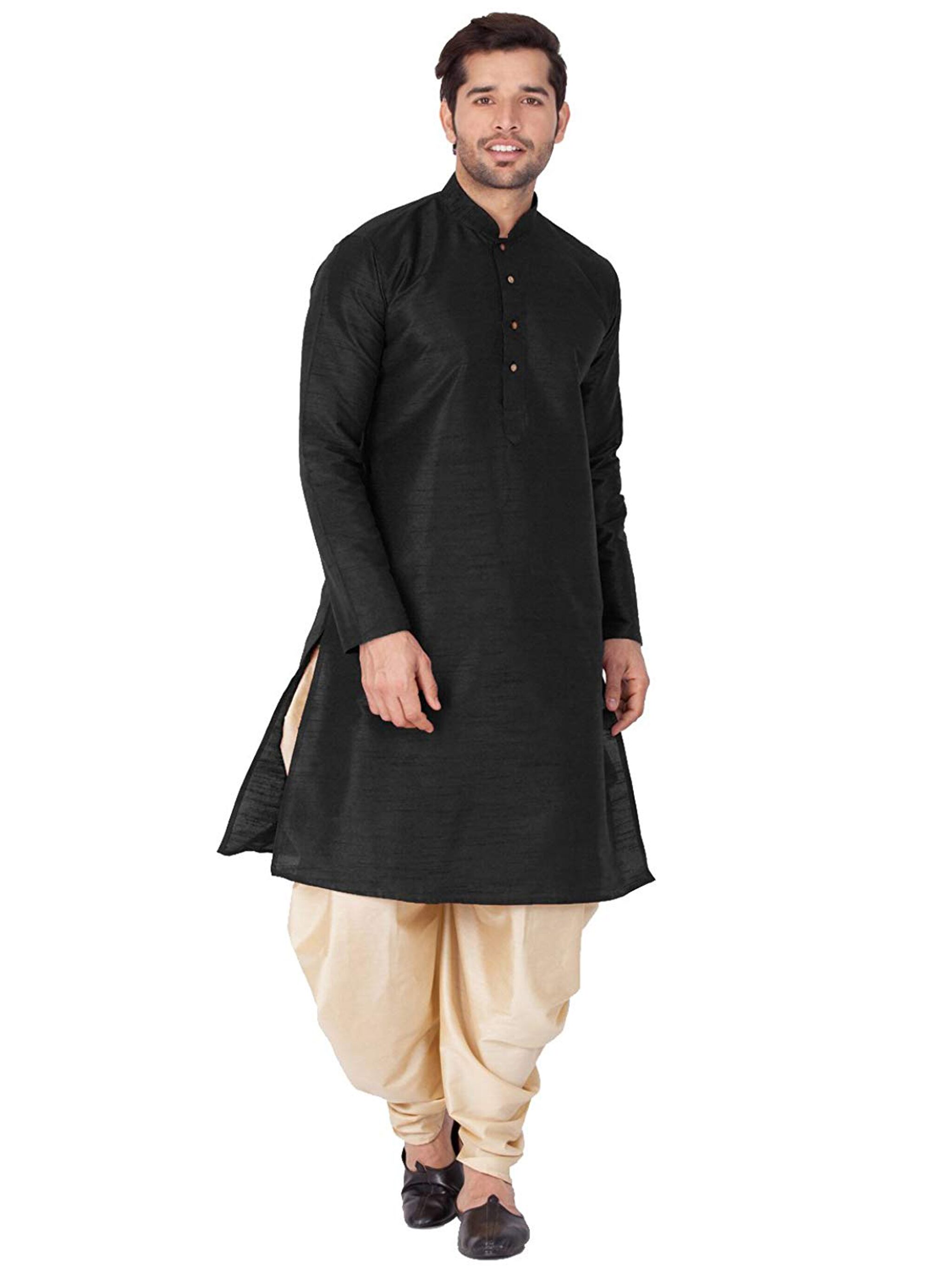 

Larwa Black Beige Solid Kurta and Dhoti Pants