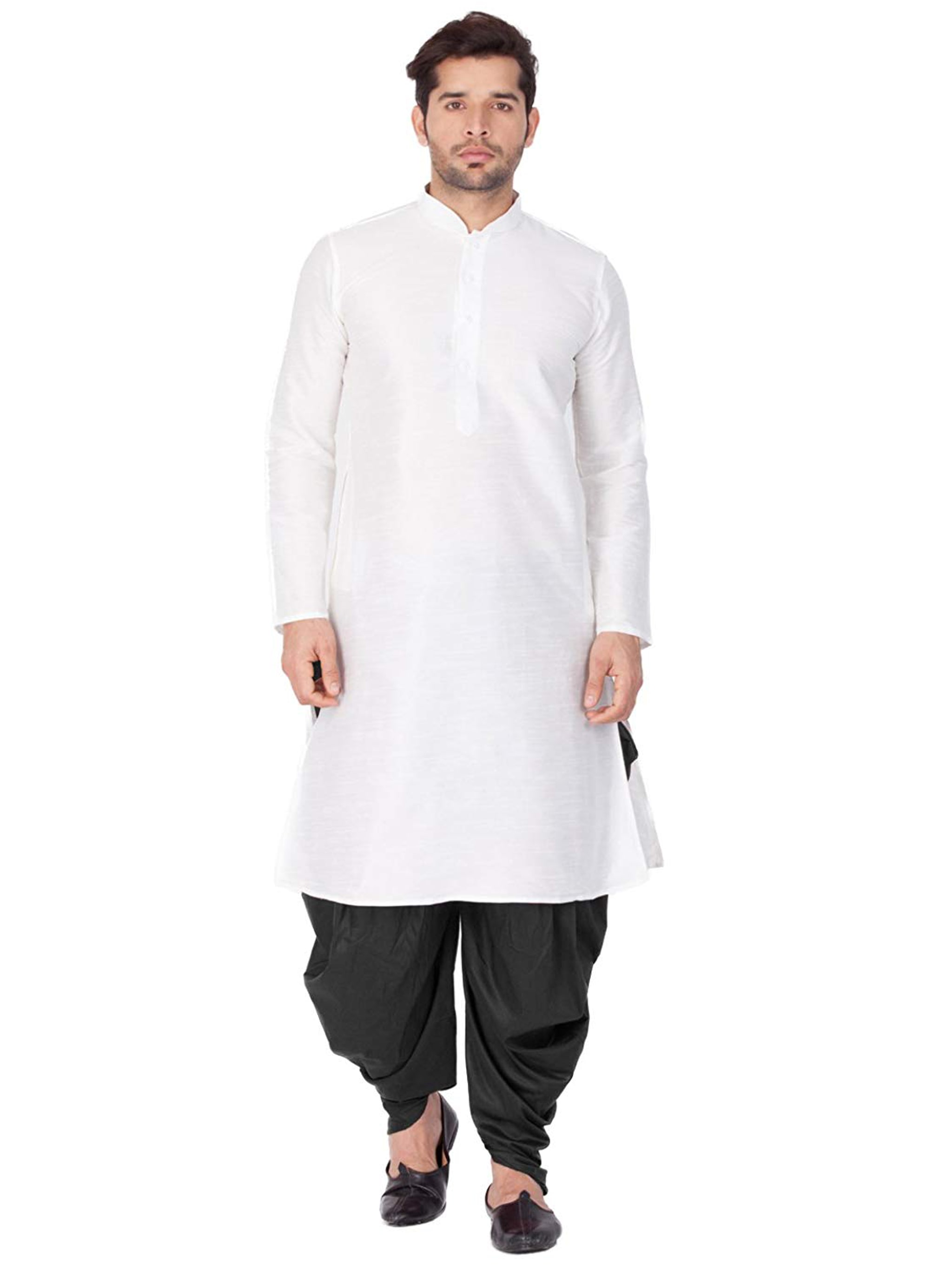 

Larwa White Black Solid Kurta and Dhoti Pants