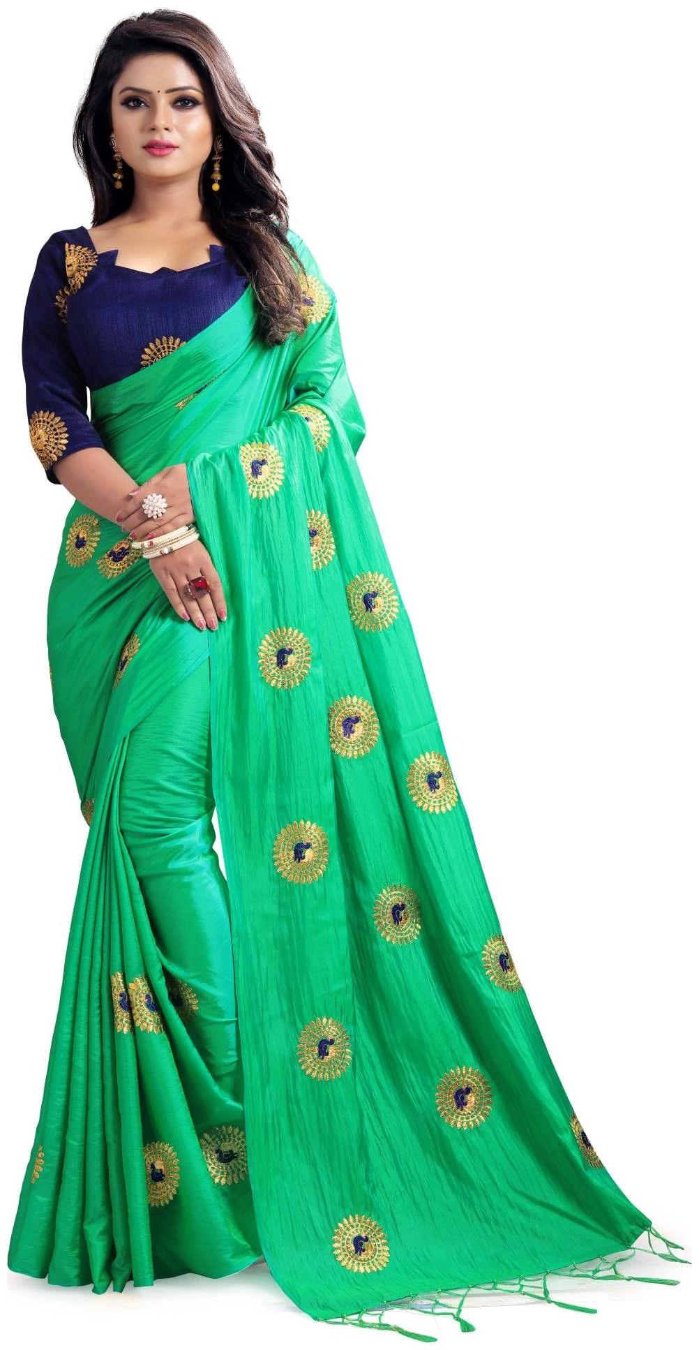 

Latest arrival Paper silk Designer Embroidered Party wear Casual wear cum Work wear cum Office wear saree with blouse