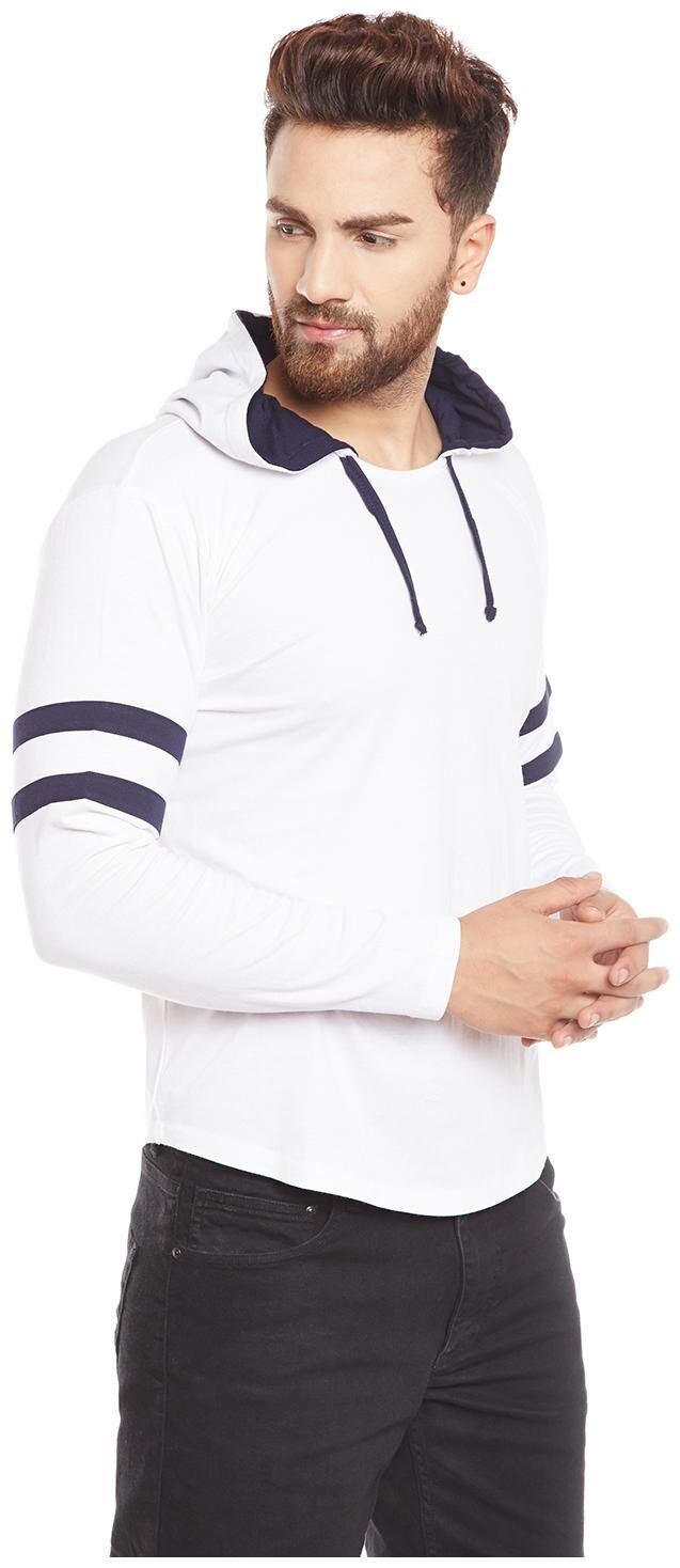 

PRAGTIGE Men White Regular fit Cotton Hood T-Shirt - Pack Of 1