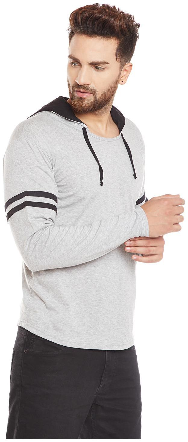 

PRAGTIGE Men Grey Regular fit Cotton Hood T-Shirt - Pack Of 1