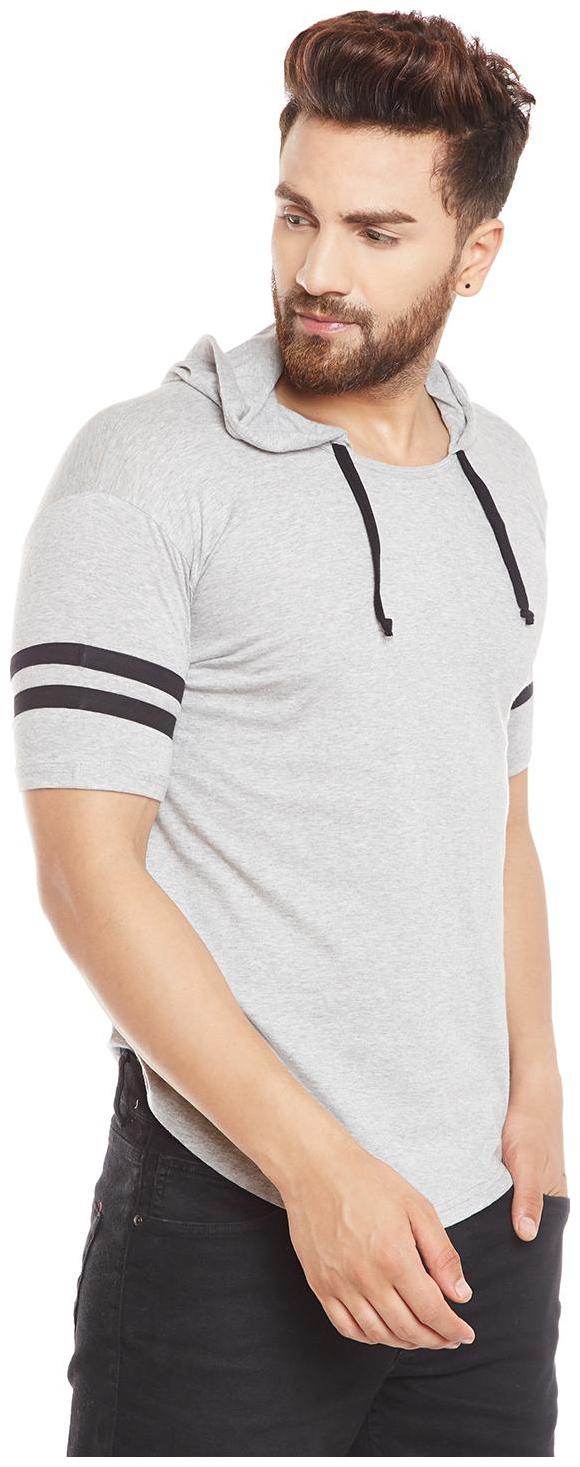 

PRAGTIGE Men Grey Regular fit Cotton Hood T-Shirt - Pack Of 1