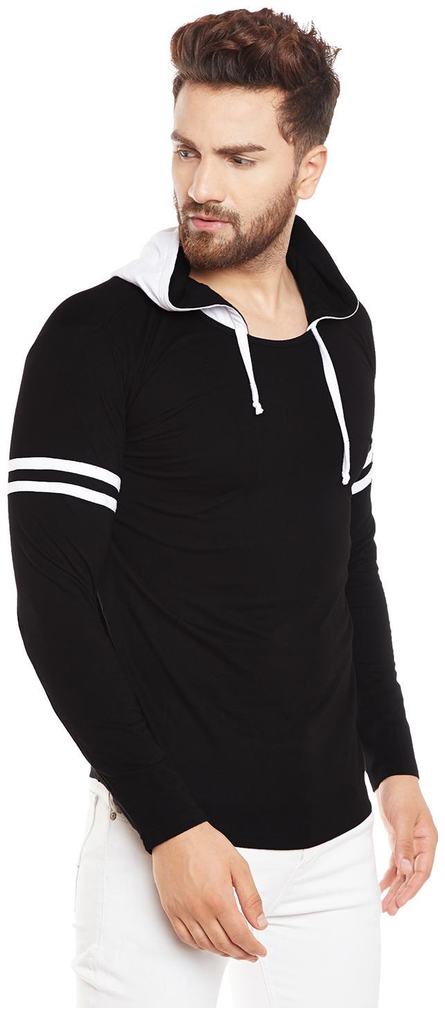 

PRAGTIGE Men Black Regular fit Cotton Hood T-Shirt - Pack Of 1