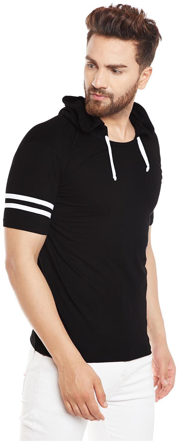 

PRAGTIGE Men Black Regular fit Cotton Hood T-Shirt - Pack Of 1