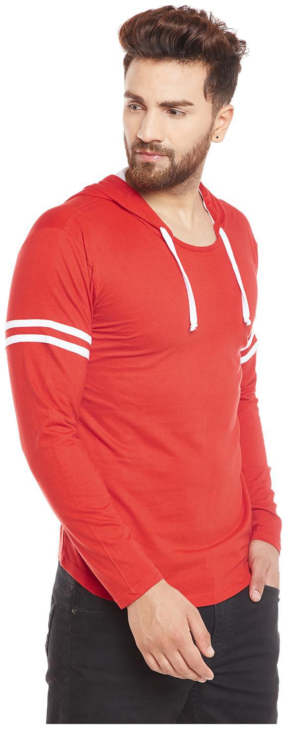 

PRAGTIGE Men Red Regular fit Cotton Hood T-Shirt - Pack Of 1