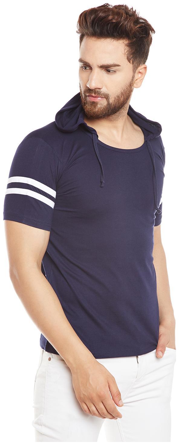 

PRAGTIGE Men Blue Regular fit Cotton Hood T-Shirt - Pack Of 1