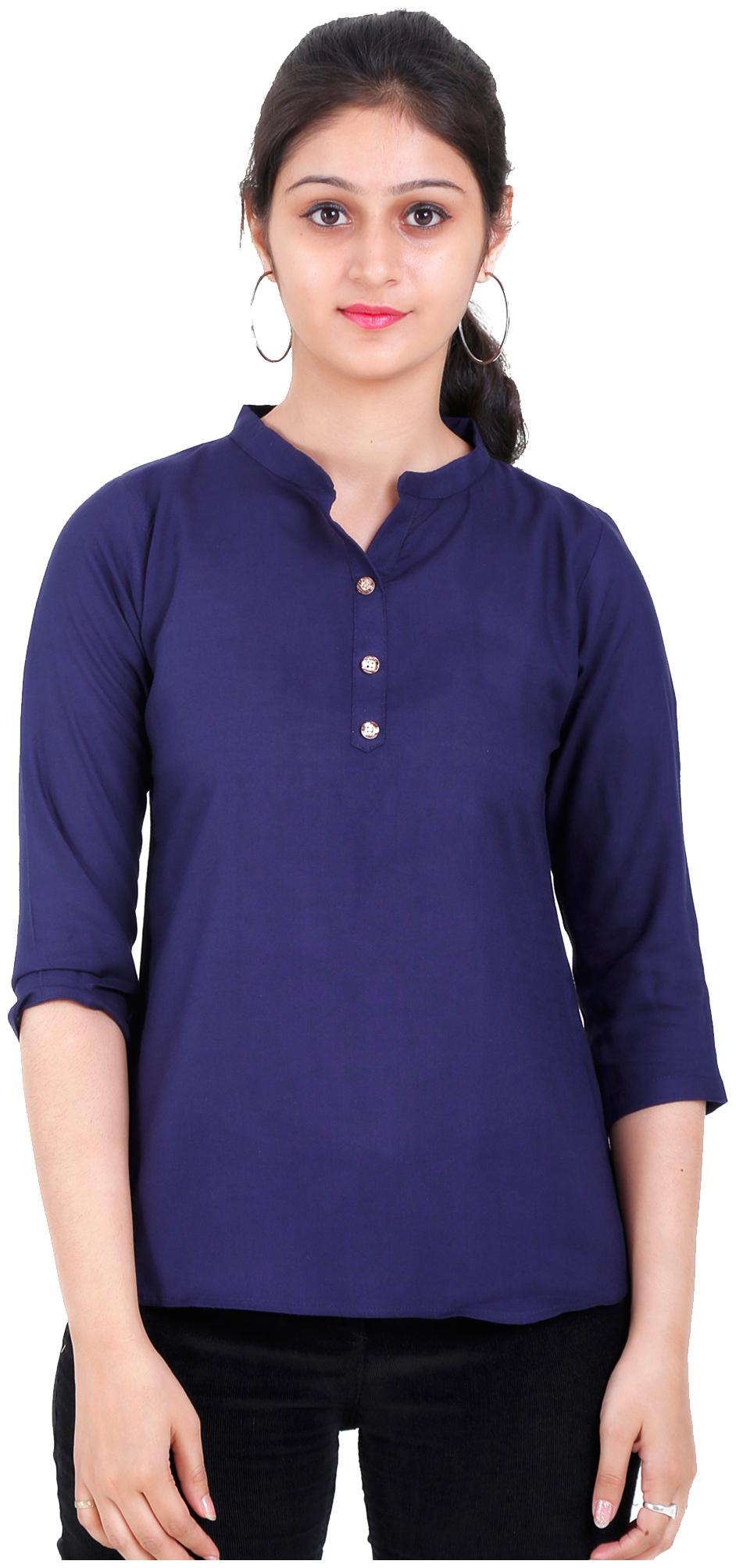 

ADR International Women Solid Regular top - Blue