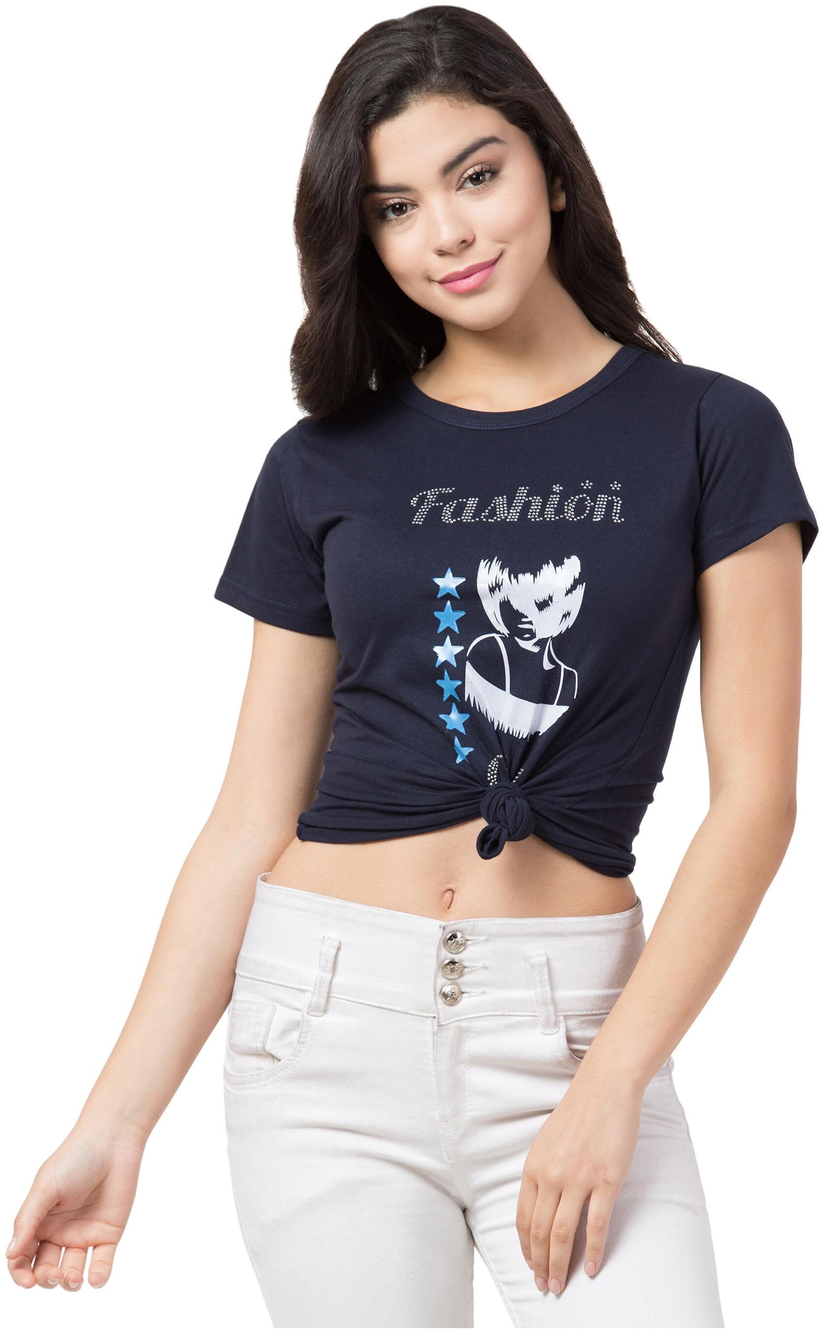 

Lavanya Export Women Blue Regular fit Round neck Cotton T shirt