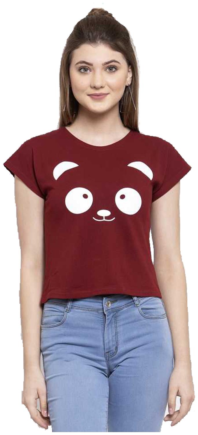 

Lavanya Export Women Maroon Regular fit Round neck Cotton T shirt