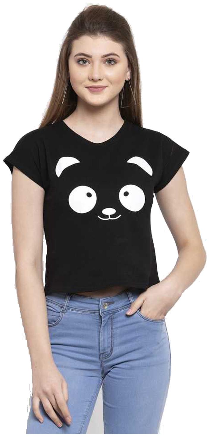 

Lavanya Export Women Black Regular fit Round neck Cotton T shirt