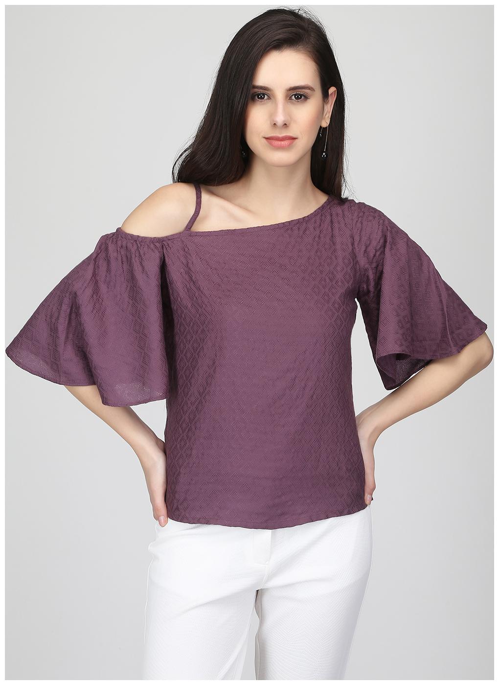 

EAVAN Women Self design Blouson top - Purple