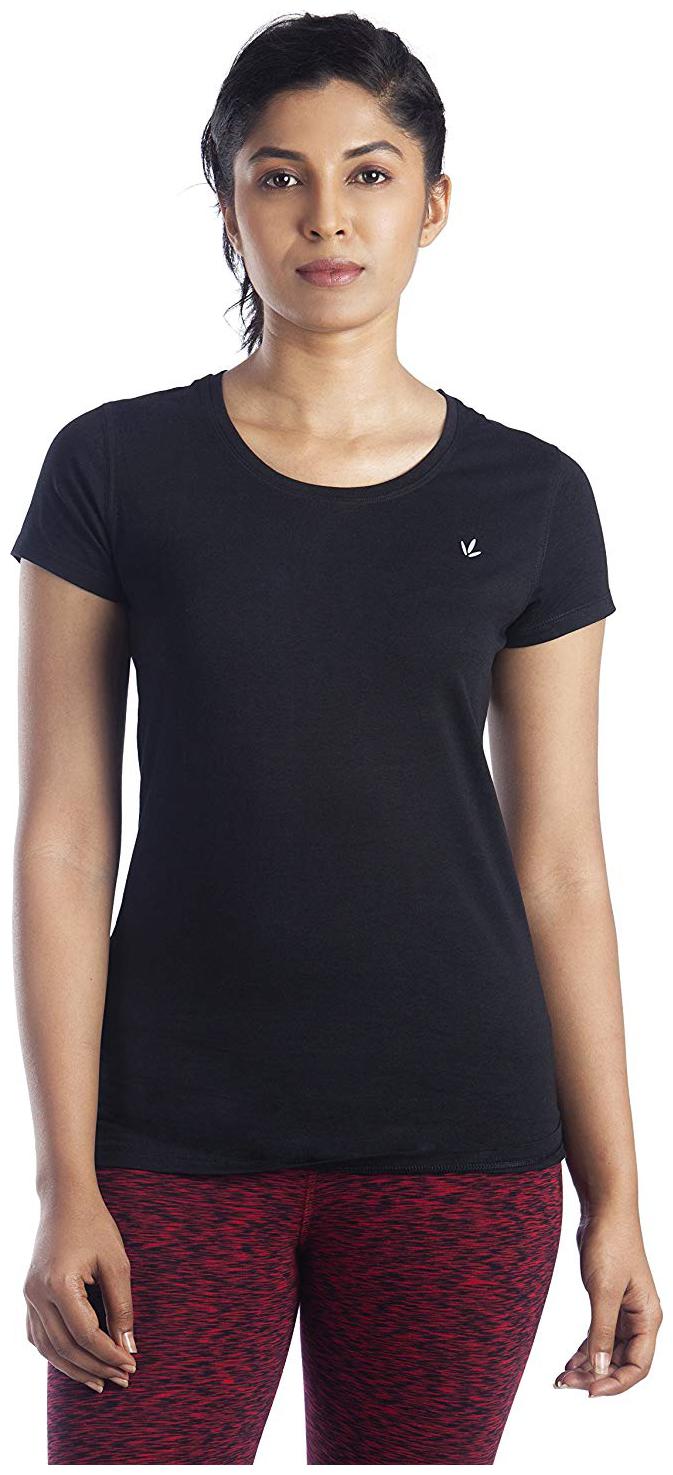 

Lavos Women Black Regular fit Round neck Cotton T shirt