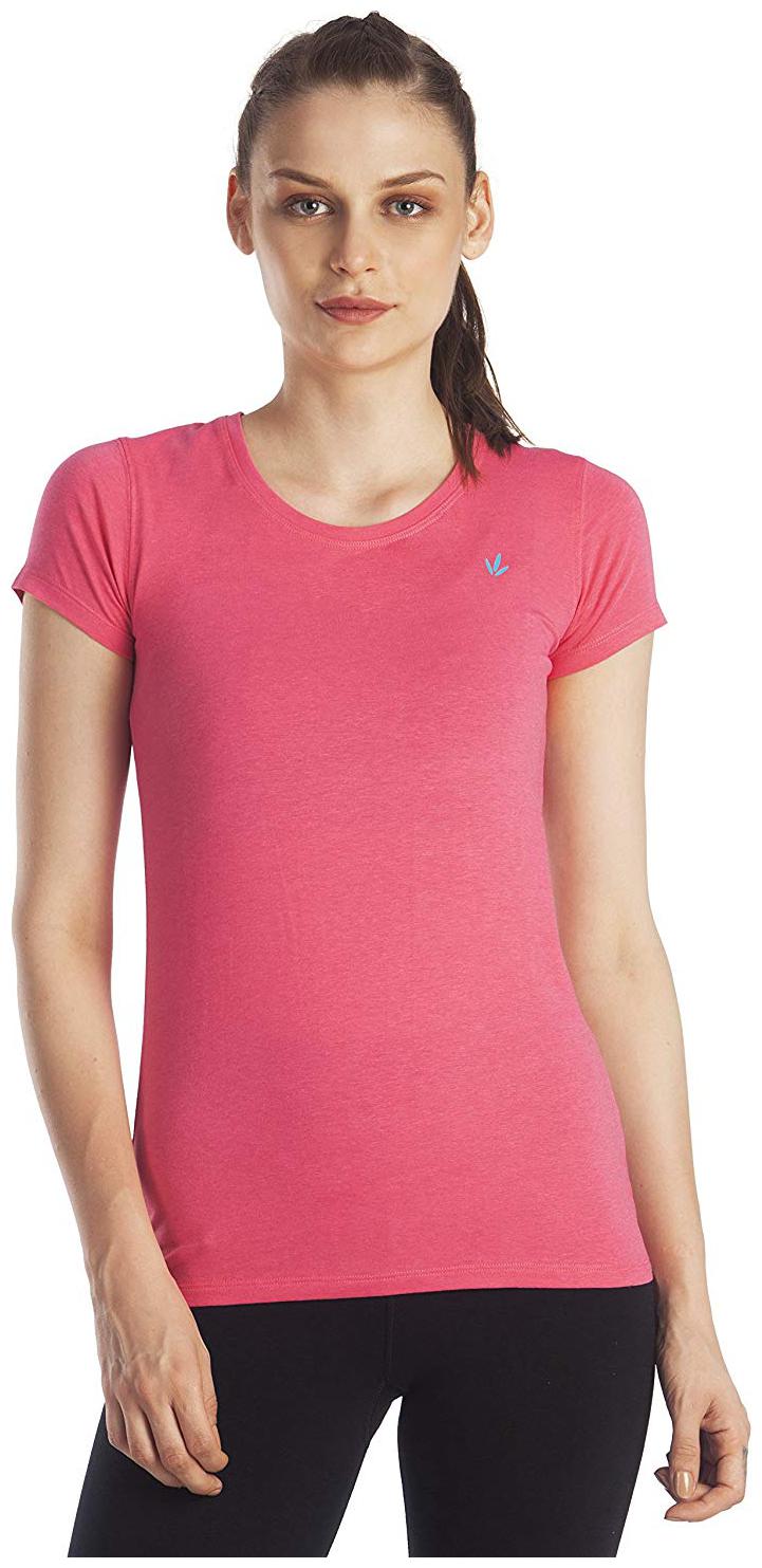 

Lavos Women Pink Regular fit Round neck Cotton T shirt