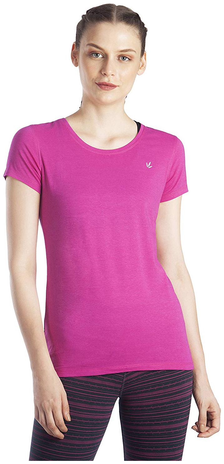 

Lavos Women Pink Regular fit Round neck Cotton T shirt