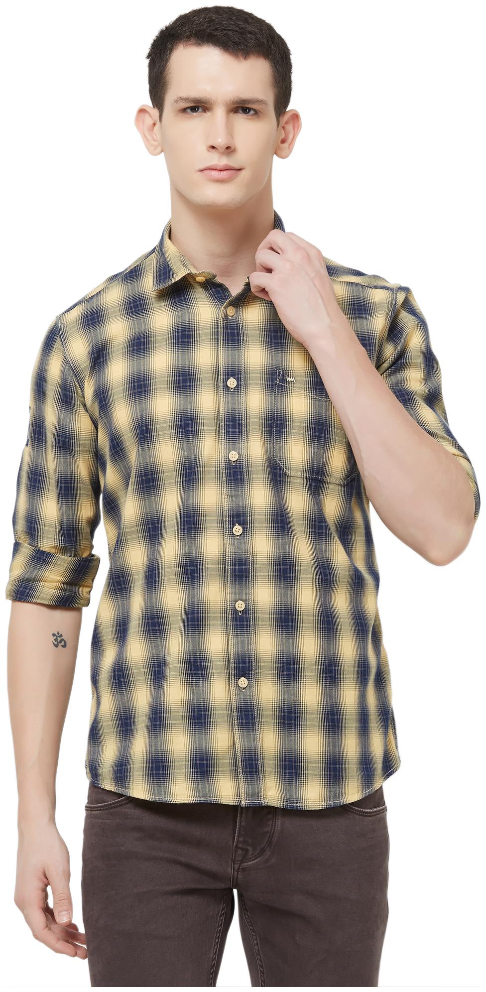 

Lawman Pg3 Men Beige Checked Slim Fit Casual Shirt
