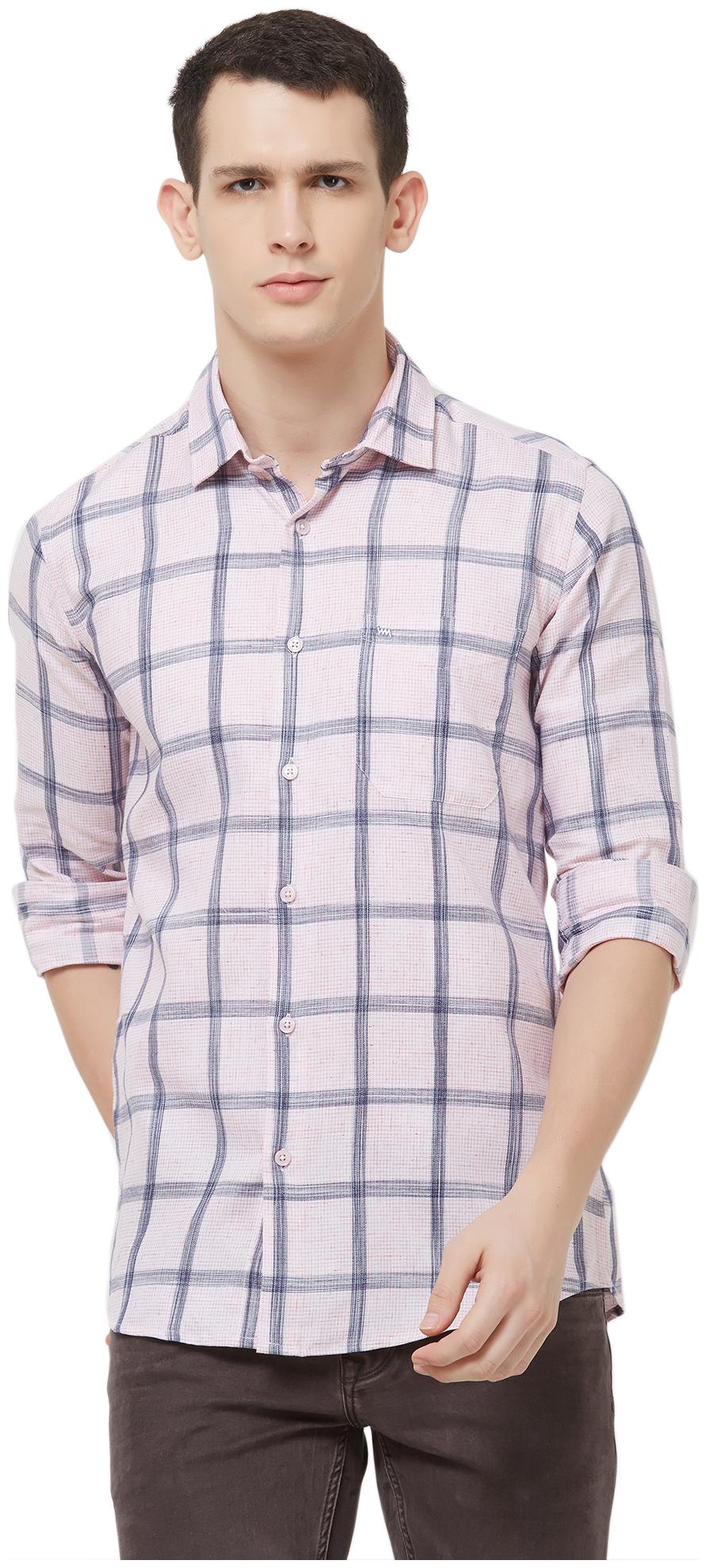 

Lawman Pg3 Men Pink Checked Slim Fit Casual Shirt