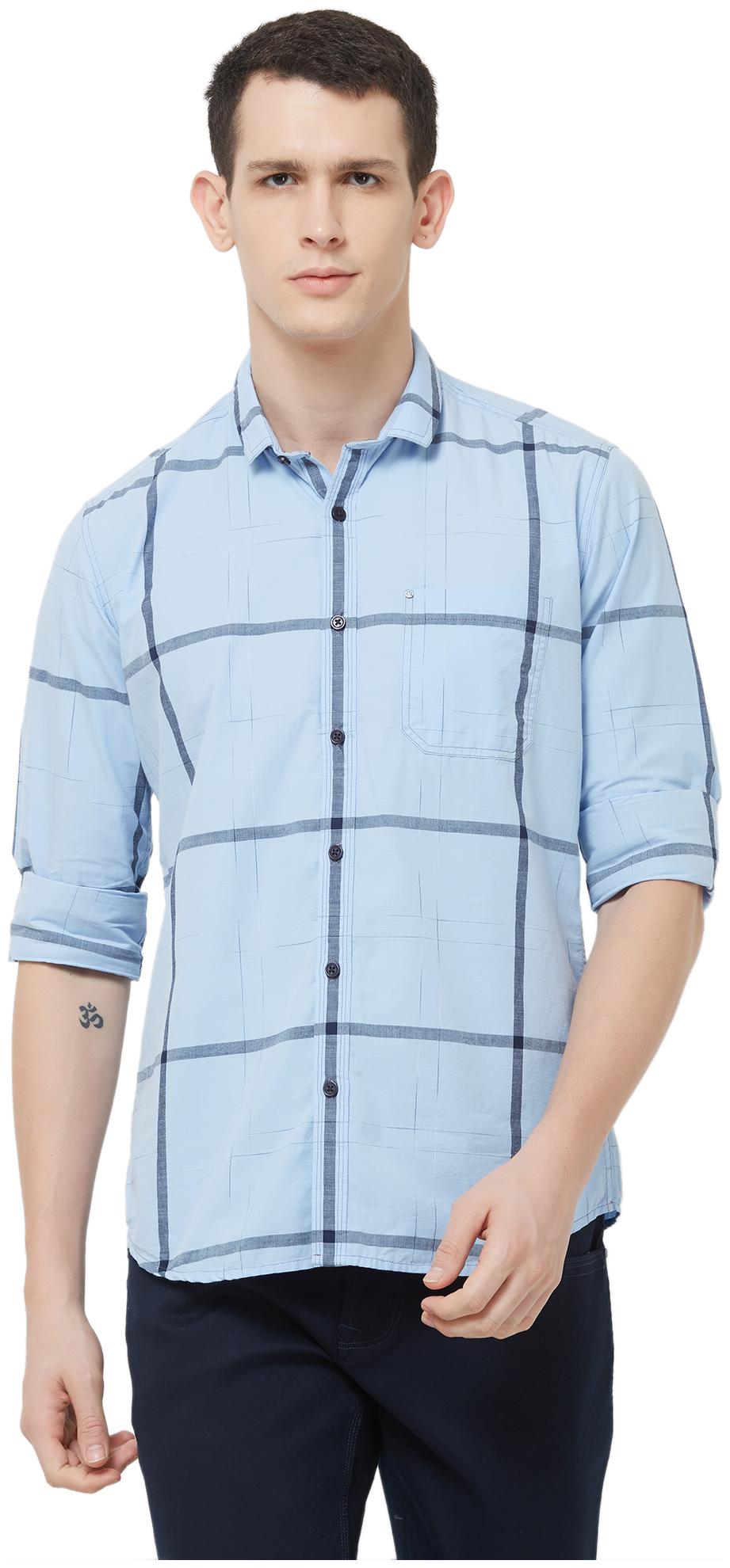 

LAWMAN PG3 Men Slim Fit Casual Shirt -Blue
