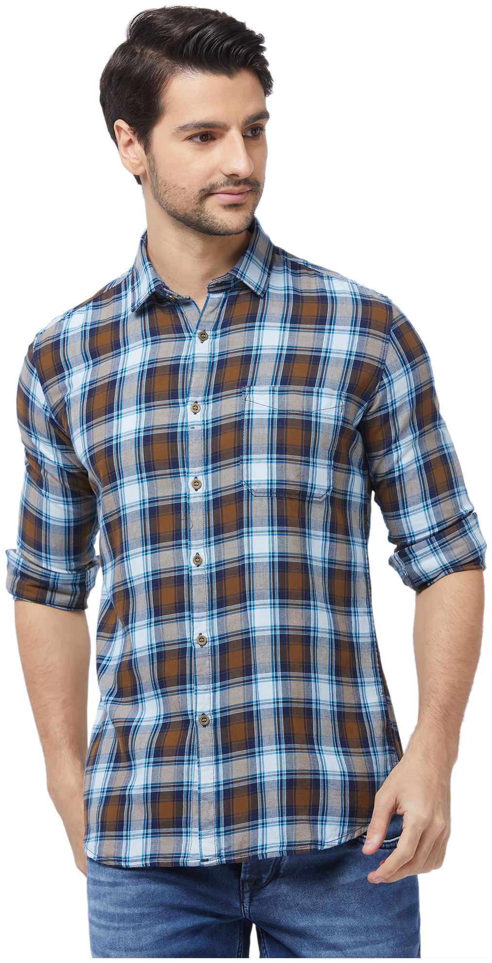 

Lawman Pg3 Men Blue Checked Slim Fit Casual Shirt