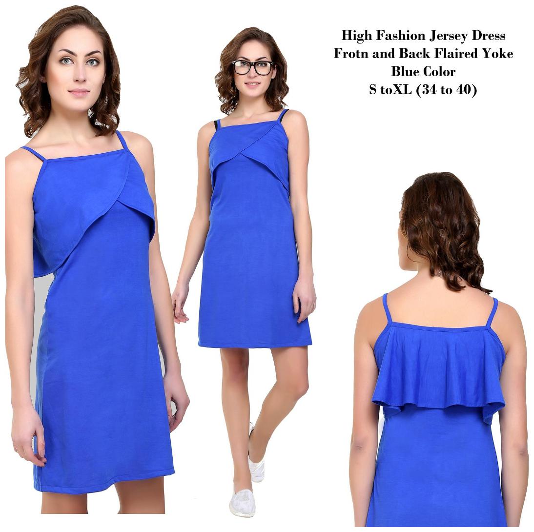

Chrome Coral Blue Solid A-line dress