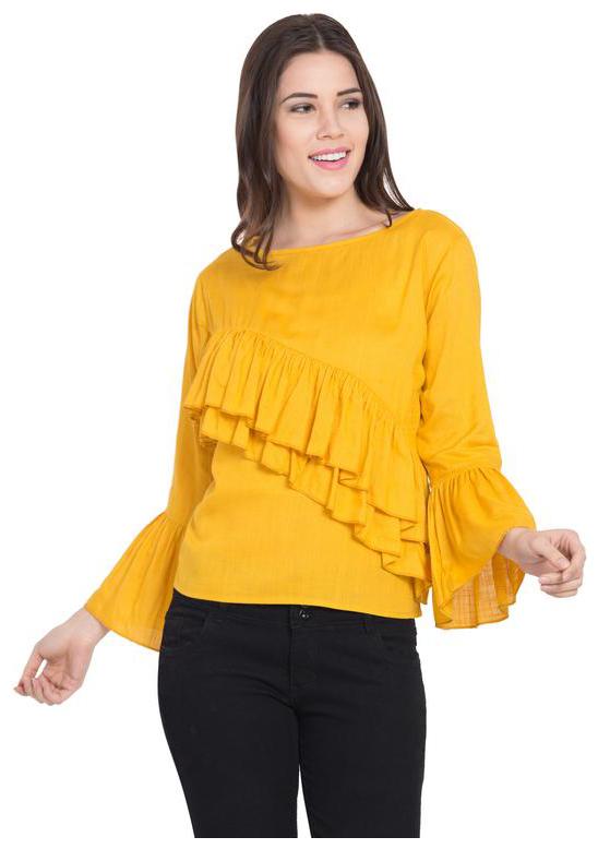 

LAYZONE Women Solid Regular top - Yellow