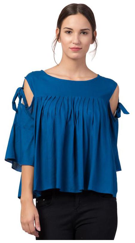 

LAYZONE Women Printed Regular top - Blue