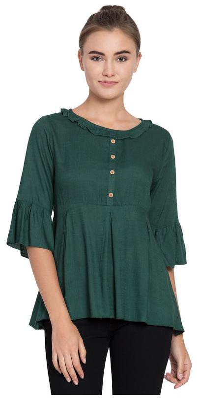 

LAYZONE Women Solid Regular top - Green