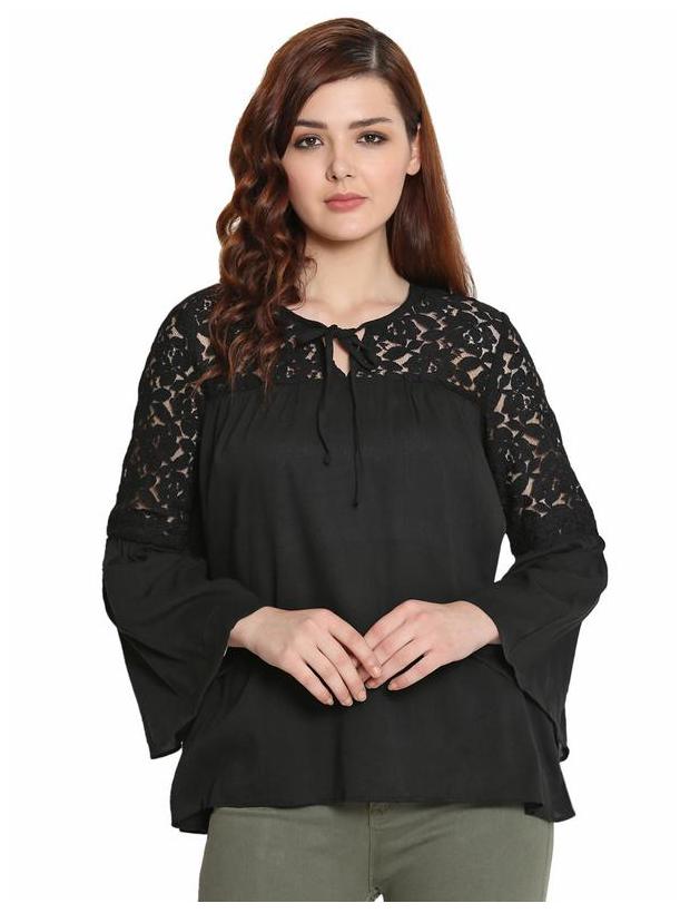 

LAYZONE Women Solid Regular top - Black