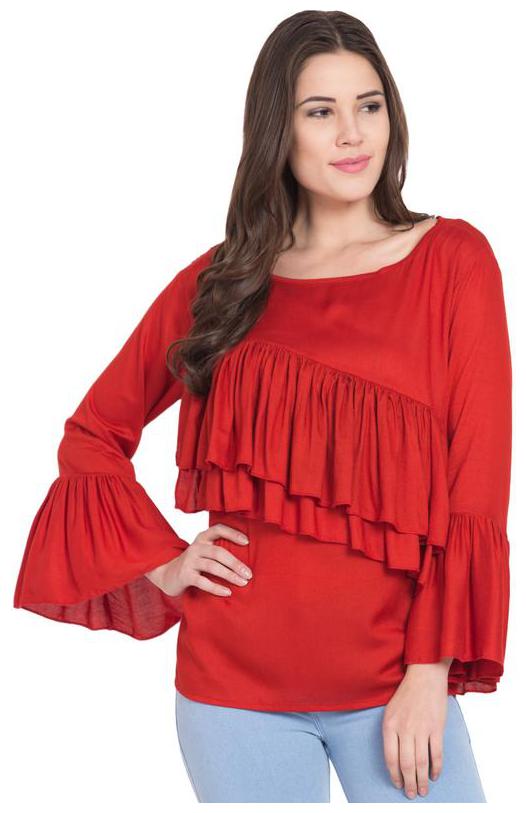 

LAYZONE Women Solid Regular top - Red
