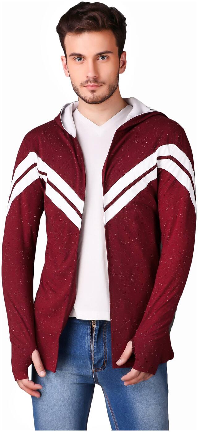 Le Bourgeois Men Maroon Hooded Hoodie
