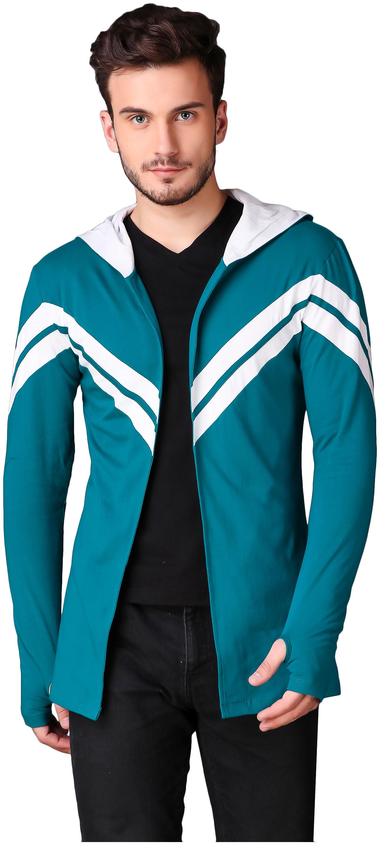 

Le Bourgeois Men Turquoise Hooded Hoodie